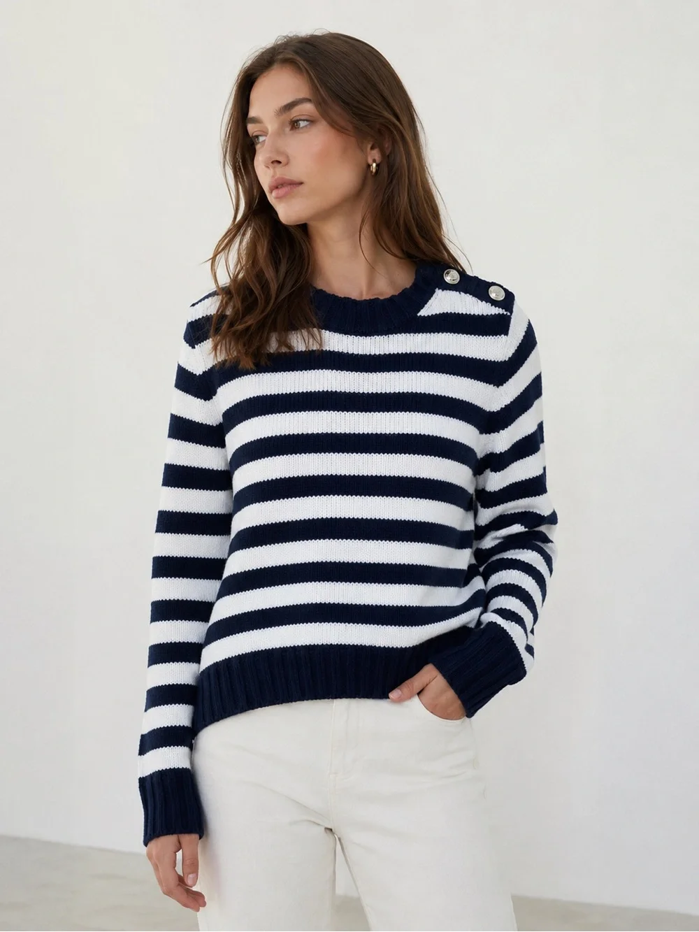 J. Crew Navy Blue‎ and White Striped Sweater